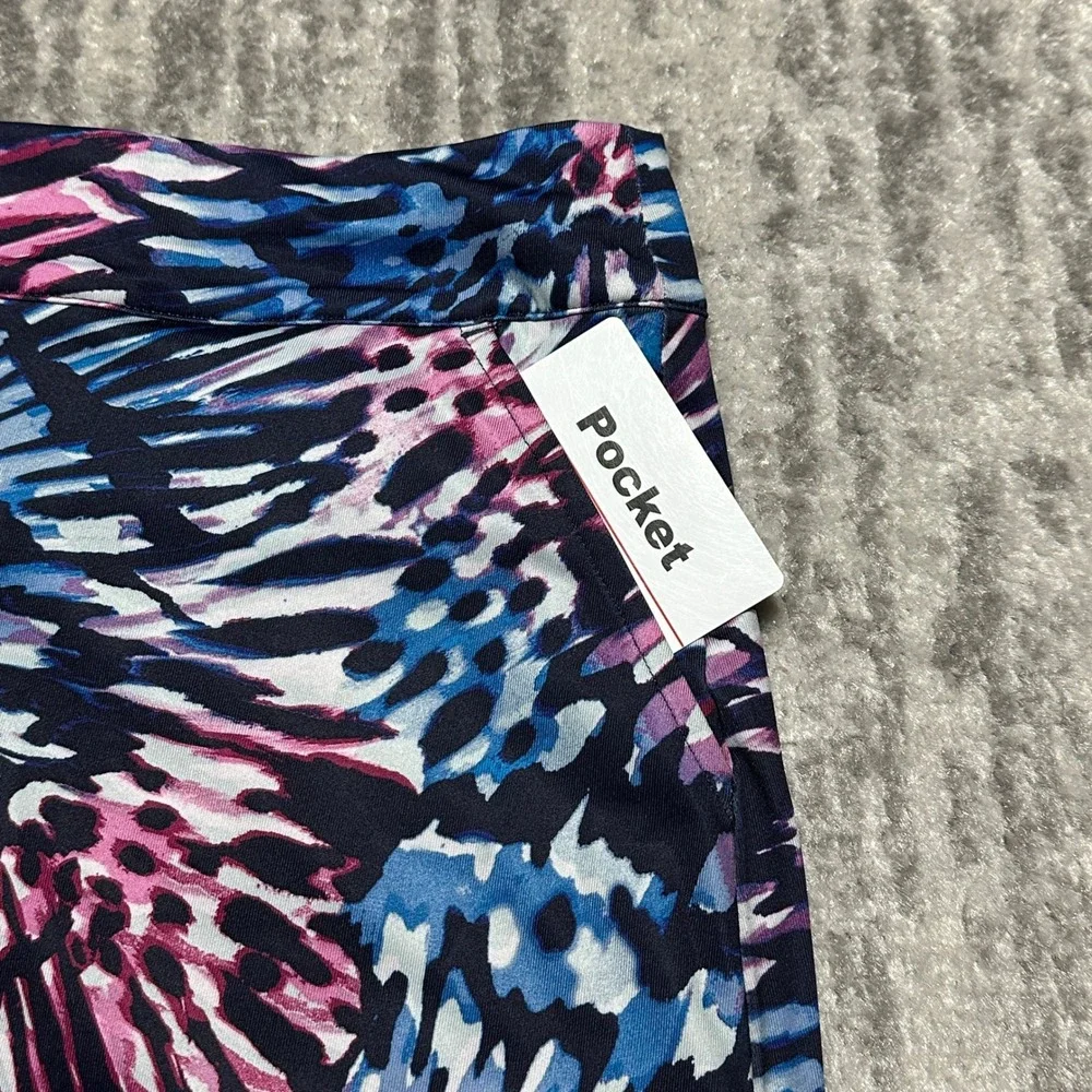 Coral Bay Skort Womens Large Blue Pink Abstract Athletic Pockets Stretch